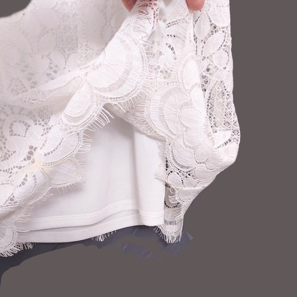 Rafaella Womens M White Crochet Over Attached Slip Tank Top - Picture 4 of 4